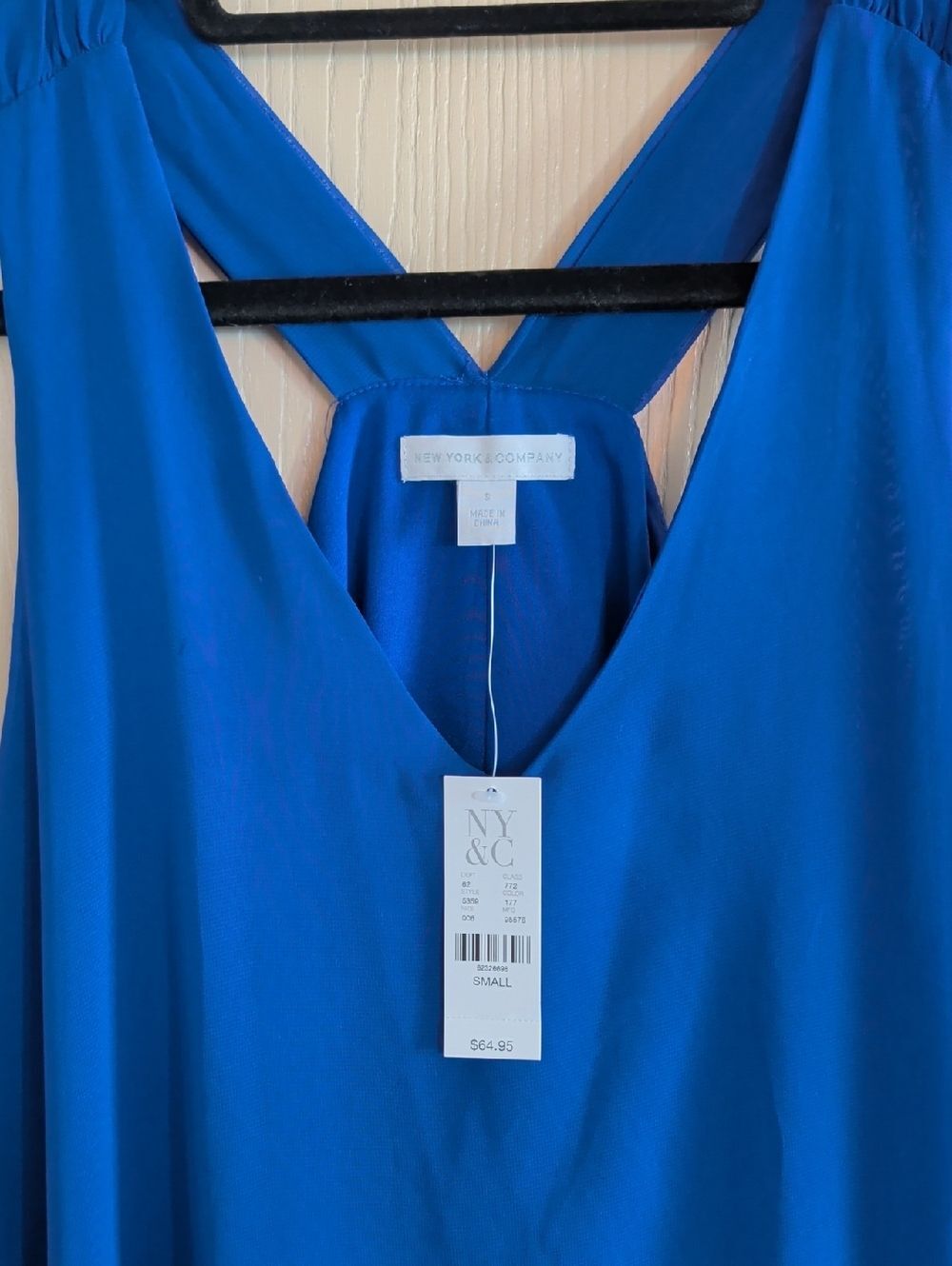 New York & Co. Royal Blue Sleeveless Shift Dress – Size S | V-Neck | Lined - Picture 3 of 9